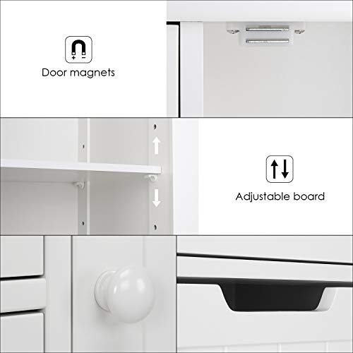 Homfa Kommode Badezimmerschrank Badschrank Schrank Anrichte verstellbare Regalebene Holz weiß mit Schubladen Bad Küche Flur Schlafzimmer 56x30x83cm - 4